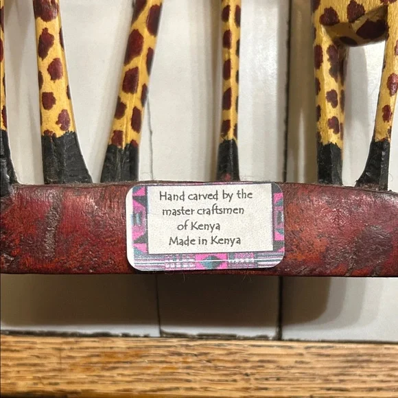 Hand-Carved Giraffe Sculpture - Picture 2 of 3